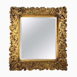 Grand Miroir en Bois Doré Sculpté, 19ème Siècle