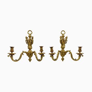 Applique a due braccia in bronzo dorato, XIX secolo, set di 2