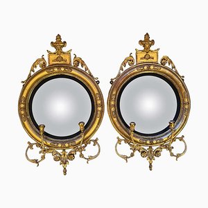 English Regency Convex Mirrors, 1820s, Set of 2