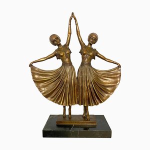 Ballerine in stile Art Déco in bronzo, XX secolo
