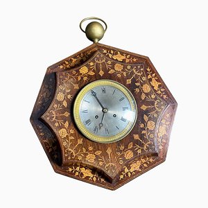 Reloj de pared francés de palisandro y boj, siglo XIX