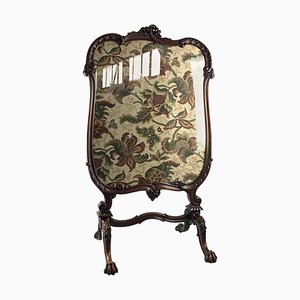 19th-Century Tapestry Firescreen with Carved Walnut Frame