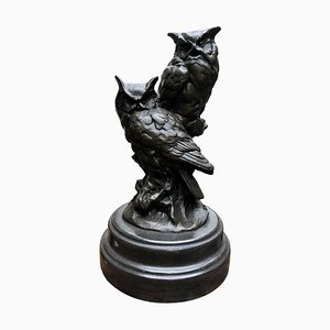 Statuette di gufo in bronzo, XX secolo