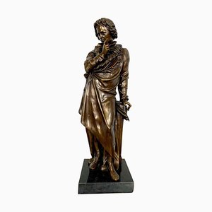 Escultura de Beethoven francesa de bronce sobre base de mármol, siglo XX