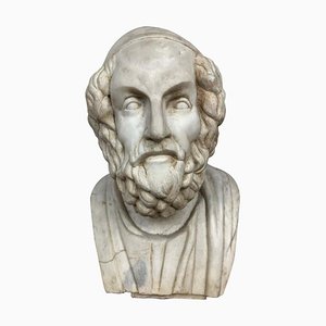 Busto de mármol del antiguo poeta griego Homero