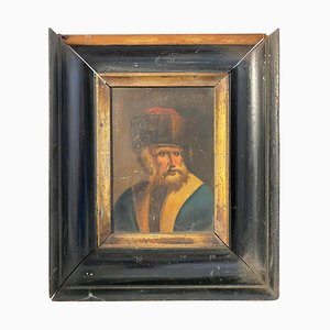 Wooden-Framed Picture of Hasidic Jewish Rabbi, 18th Century