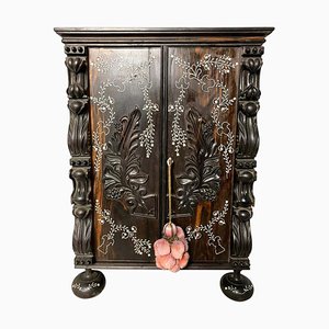 Anglo-Indian Inlaid Ebony Cabinet, 19th Century