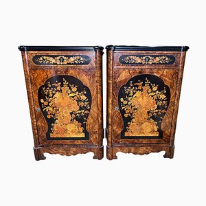 Victorian Inlaid Cabinets, 19th Century, Set of 2