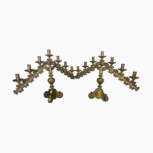 Candelabri da chiesa in ottone, XIX secolo, set di 2