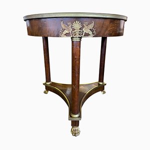 French Empire Table with Round Marble Top, 19th Century