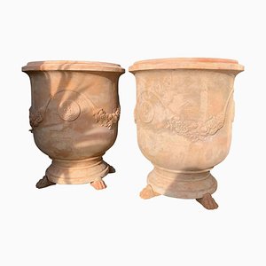 Large 20th Century Handmade Terracotta Pots, Tuscany, Set of 2
