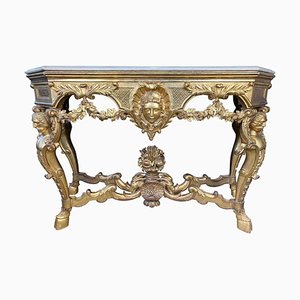 Italian Rococo Console with White Marble Top, 18th-19th Century
