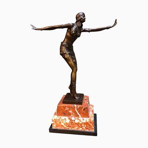 Danzatrice esotica in stile Art Déco in bronzo di JB Deposee, XX secolo