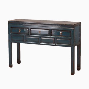 Teal Lacquered Console with Drawers