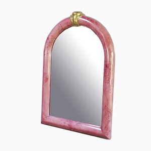 Pink Lacquered Goatskin Mirror by Karl Springer, 1970s