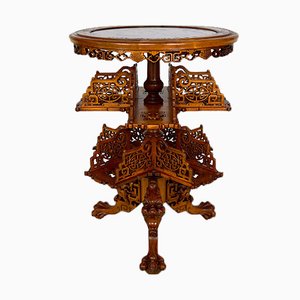 Japonaiserie Pedestal Table with Shelves Attributed to Gabriel Viardot, 1880s