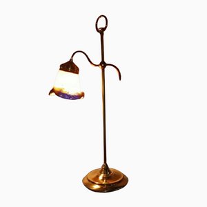 Lampe de Bureau Vintage en Laiton et Verre, Italie