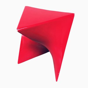 Tabouret Postmoderne en Fibre de Verre Rouge et Origami, 1980s