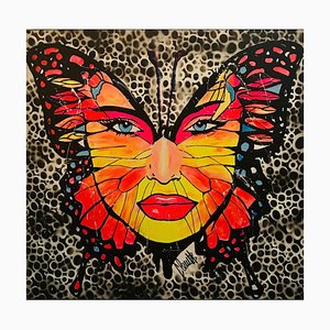 Clem $, Butterfly Woman, 2020, Acrílico sobre lienzo