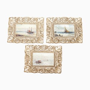 Peintures à l'Huile Miniatures par Gustave De Breanski, Set de 3