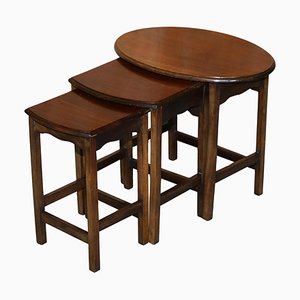 English Hardwood Nesting Tables, 1940s, Set of 3