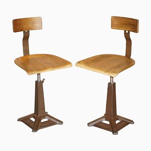 Set of Antique Height Adjustable Bar Stools