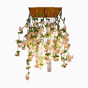 Flower Power Fuchsia Cascade Square Chandelier in Pink-Cream Color from VGnewtrend, Italy