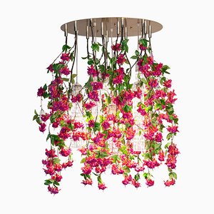 Large Round Flower Power Fuchsia Cascade Chandelier in Fuchsia Color from VGnewtrend, Italy