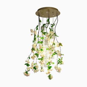 Small Round Flower Power Fuchsia Cascade Chandelier in Pink-Cream Color from VGnewtrend, Italy