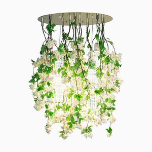 Large Round Flower Power Fuchsia Cascade Chandelier in Pink-Cream Color from VGnewtrend, Italy