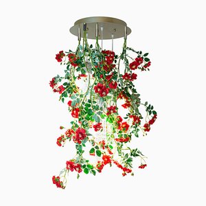 Lámpara de araña Flower Power Wild Red Roses pequeña redonda de VGnewtrend, Italia