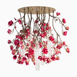 Large Round Flower Power Fuchsia Magnolia Chandelier from VGnewtrend, Italy