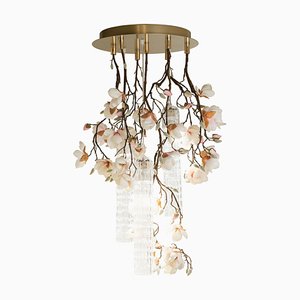 Small Round Flower Power Pink-Cream Magnolia Chandelier from VGnewtrend, Italy