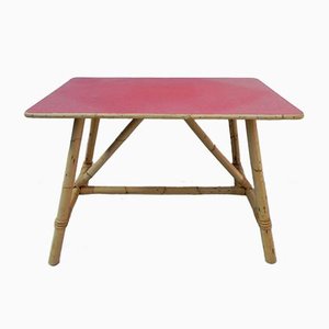 Mesa de comedor de bambú con tablero de formica