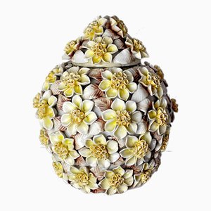 Jarrón floral de cerámica Manises, años 70