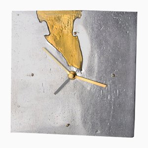 Horloge Brutaliste en Laiton et Aluminium par Art3, Spain, 1970