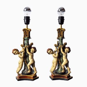 Vintage Cherub Lampen, Frankreich, 1970, 2er Set