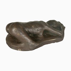 French Sculpture in Clay of Nude Women Lying, France, 1960