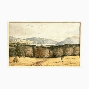 Caza de perros del bosque, siglo XIX, acuarela