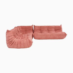 Pink Modular Togo Sofas & Corner Seat by Michel Ducaroy for Ligne Roset, Set of 3