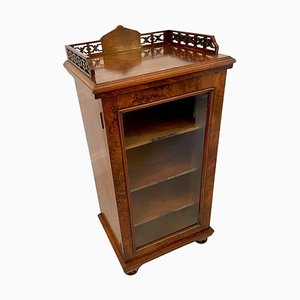 Mueble de música victoriano antiguo de madera nudosa de nogal