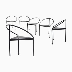 Postmoderner Metall Dreibein Stuhl, Italien, 1980er