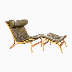 Sillón escandinavo con otomana de Arne Norell para Arne Norell AB. Juego de 2