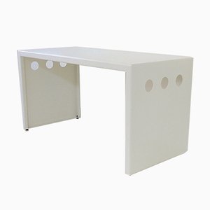 White Lacquered Metal Console or Desk, France, 1980s