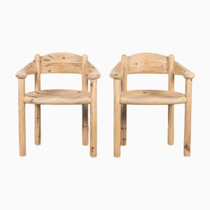 Sedie in legno insaponato di Rainer Daumiller, Danimarca, 1970, set di 2