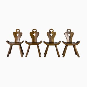 Brutalist Oak Chairs in the Style of Carl Malmsten for O. H. Sjögren, 1960s, Set of 4