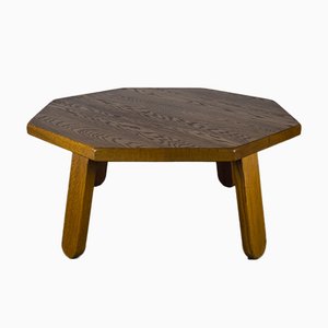 Mesa brutalista de roble al estilo de Dittmann & Co, años 60.