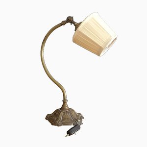 Lámpara de mesa francesa antigua con cuello de cisne, años 20
