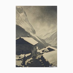 Gisele Berne de Geavisie, Art Deco Snow Mountain Scene, 1933