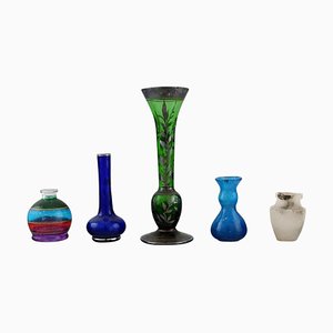 Vases Miniatures en Verre Artisanal, 20ème Siècle, Set de 5